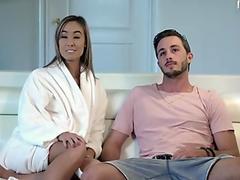 Sexy brunette Jessica Fiorentino swallowing a large fat dick